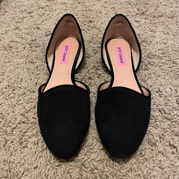 Betsey Johnson Cocoh Leopard Black D'Orsay Flats Leather Suede size 7.5 - Picture 3 of 7